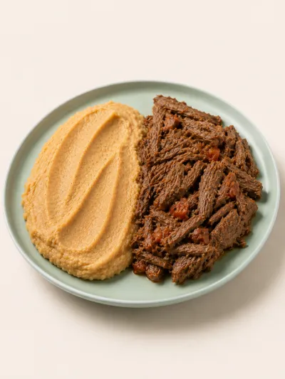 Bondiola braseada con puré de batata — vianda saludable congelada de Hakora Cocina