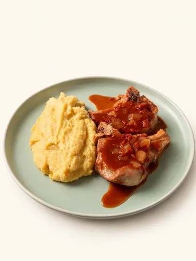 Costillas de cerdo con puré de batata — vianda saludable congelada de Hakora Cocina