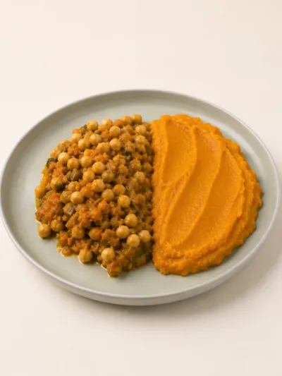 Curry de garbanzos con puré mixto — vianda saludable congelada de Hakora Cocina