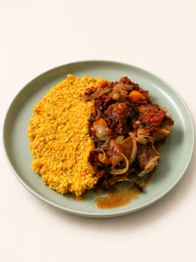 Osobuco braseado con cous cous — vianda saludable congelada de Hakora Cocina