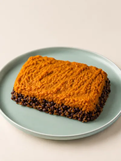 Pastel de porotos aduki con pure de boniato — vianda saludable congelada de Hakora Cocina