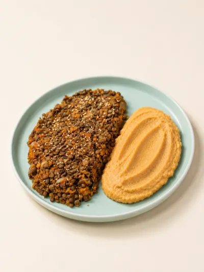 Salteado de lentejas con puré de batatas — vianda saludable congelada de Hakora Cocina