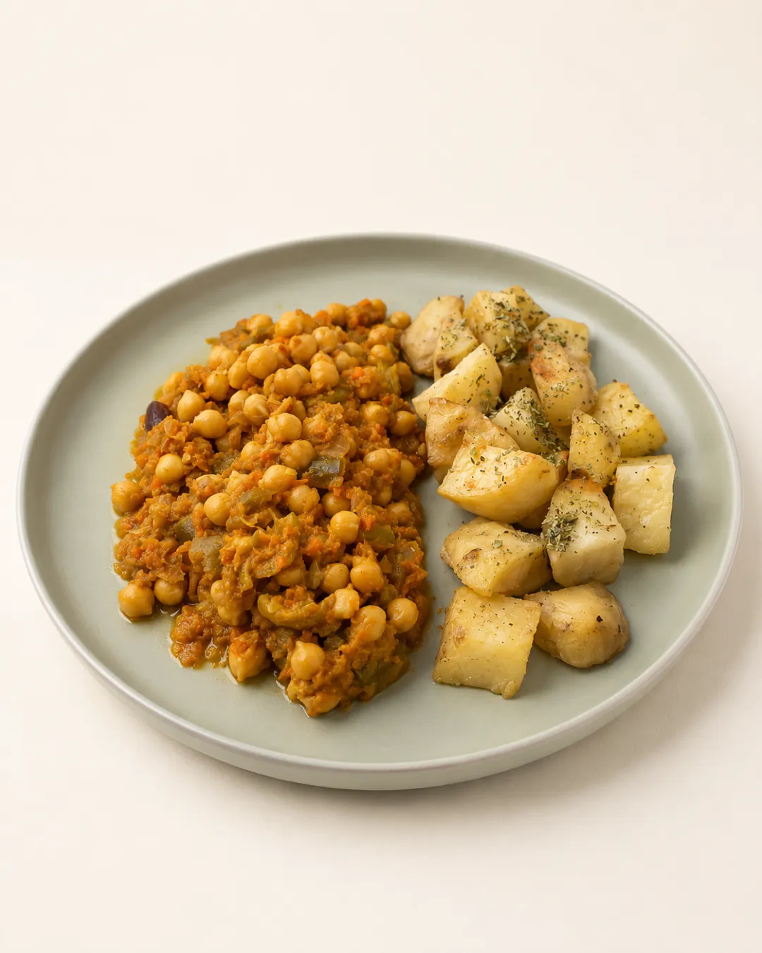 Curry de garbanzos con papas asadas — vianda saludable congelada de Hakora Cocina