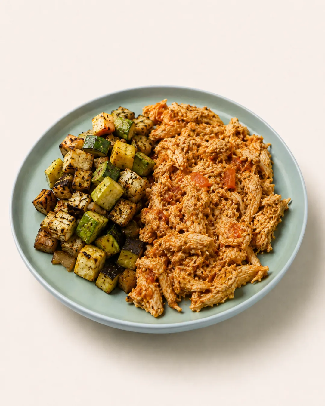 Pollo desmechado con vegetales grillados — vianda saludable congelada de Hakora Cocina