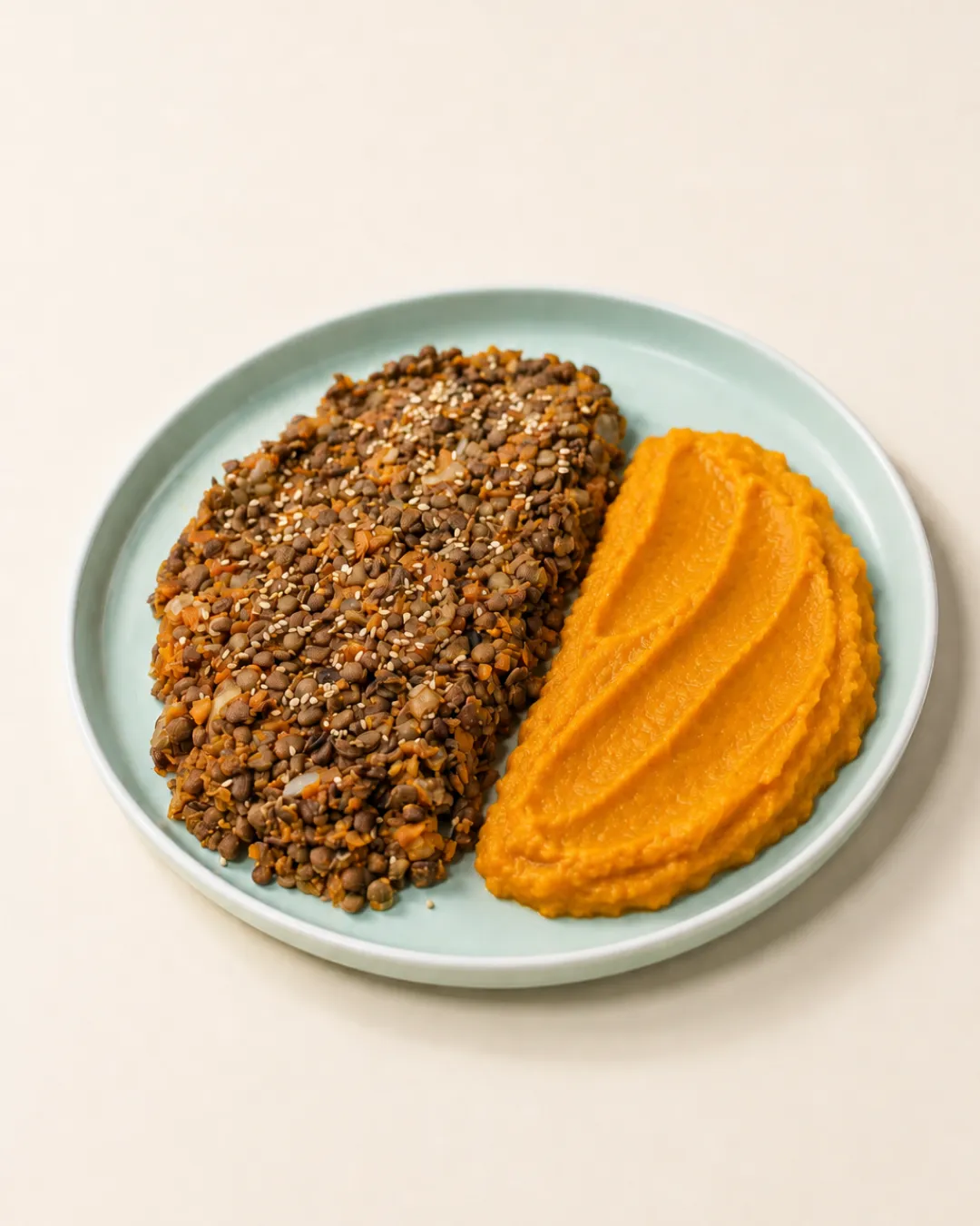 Salteado de lentejas con puré mixto — vianda saludable congelada de Hakora Cocina